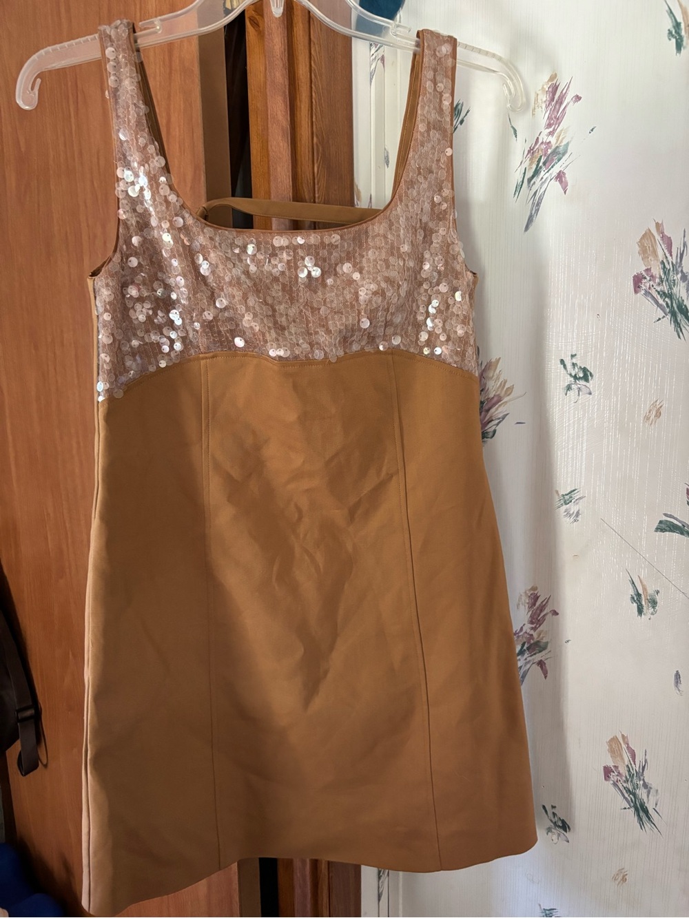 Kenneth Cole tan sequin bust mini dress